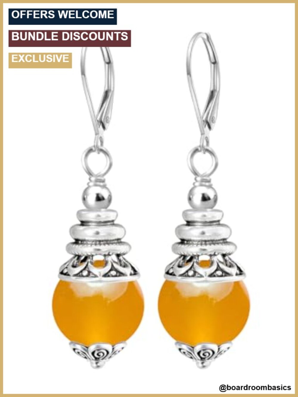 Natural Stone Bead Drop Earrings Silver Plated Crystal Quartz Boho Dangle